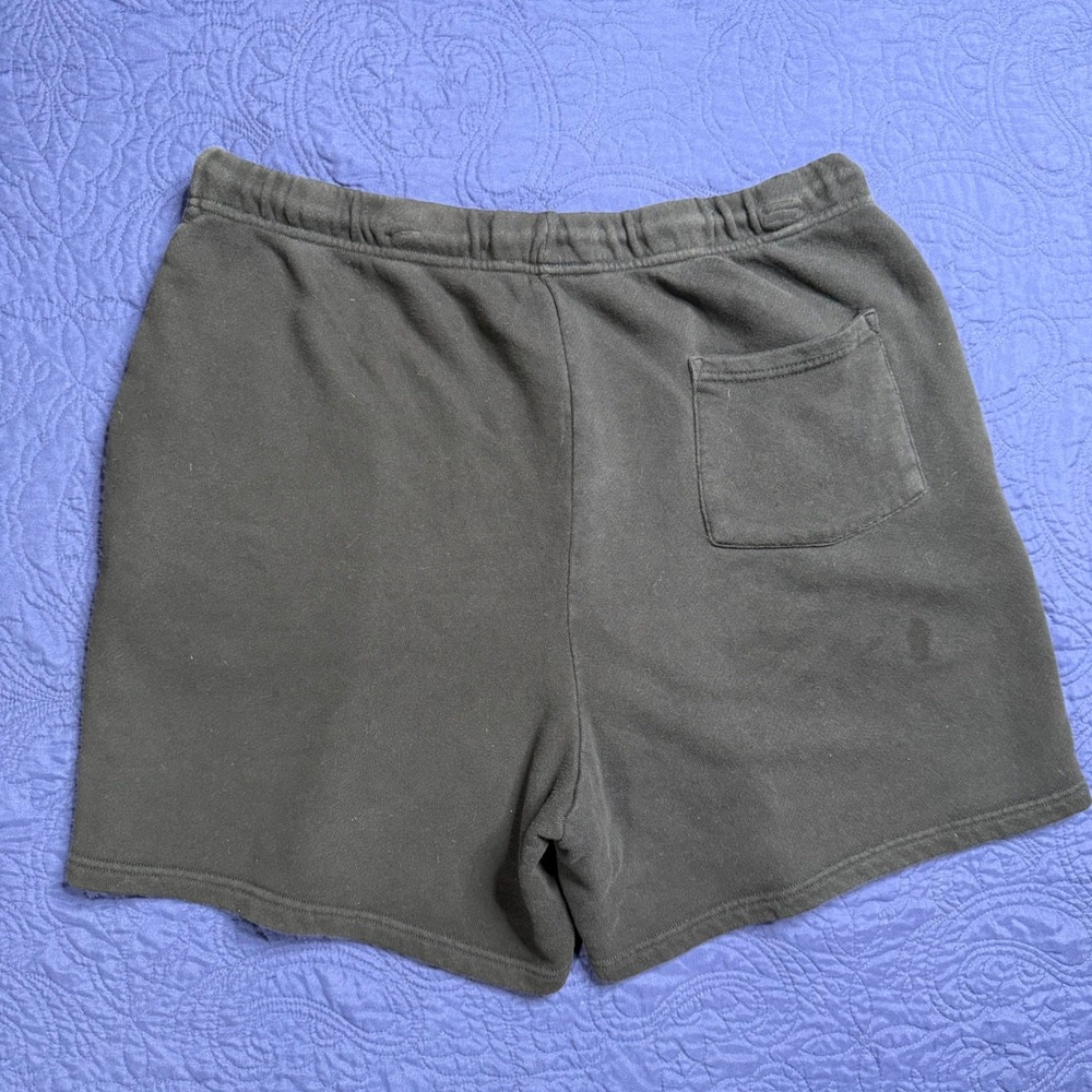 YoungLA Mens French Terry Gym Shorts Black Embroidered Logo XXL 5" Inseam - Picture 2 of 6